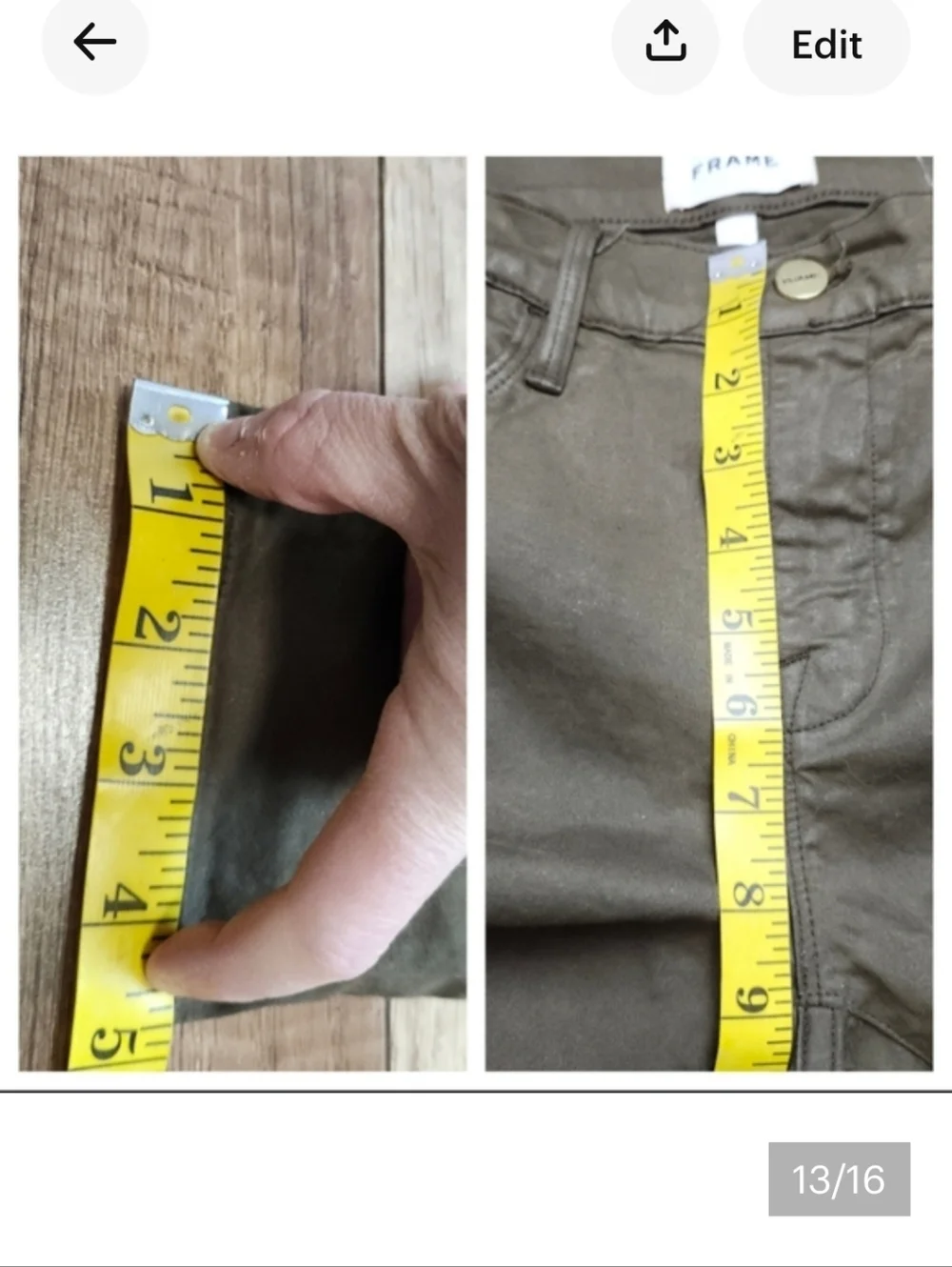 Frame denim Women Le High Skinny LHSKCT465 mid rise khaki Green Coated jeans 26 - Picture 13 of 16